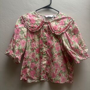 & Other Stories floral big collar top